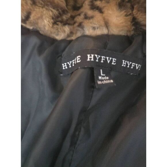 Women's Hyfve Animal Leopard Print Open Front Hooded Jacket Coat Size Large‎ - Picture 6 of 8
